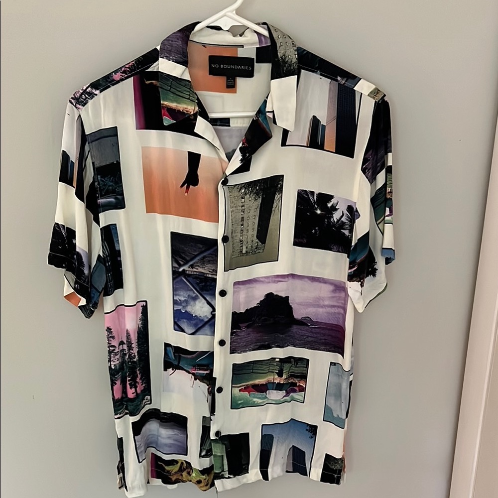 No Boundaries Black and White Casual Button Down Shirt